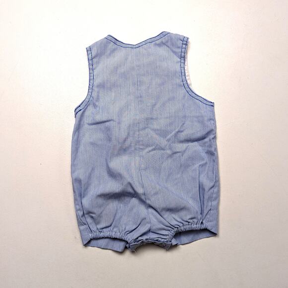 Vintage Romper Baby Boys Size 6-9m Blue Sailboat Applique Nautical - Picture 3 of 4